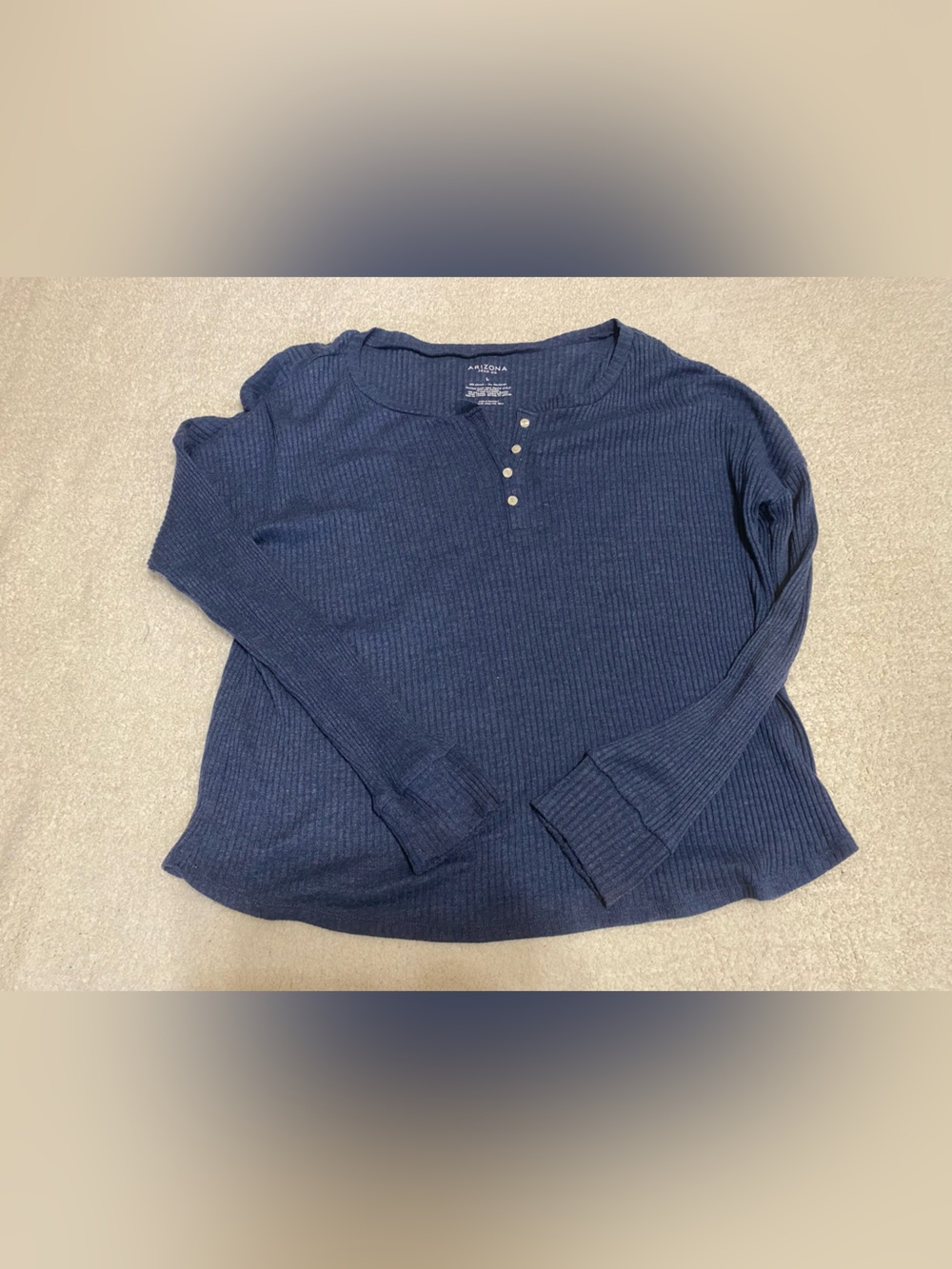 Arizona Jean Company Ribbed Henley Top - Dark Blue
